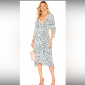 Elegant Blue and White Polka Dot Dress